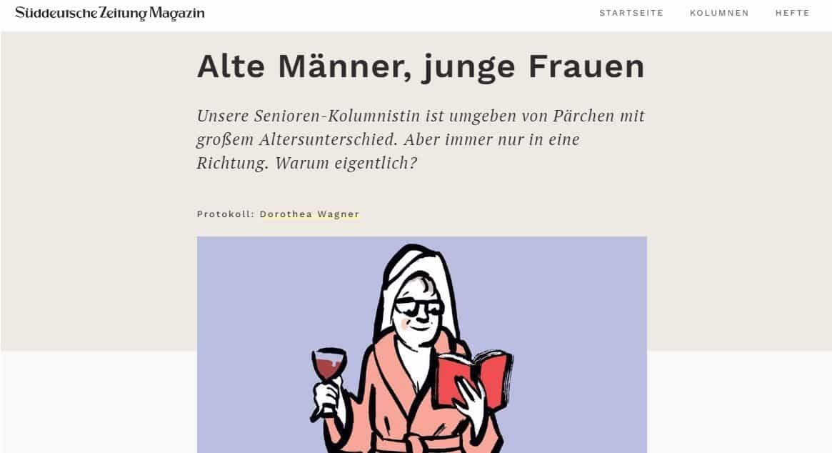 Alte Männer junge Frauen_Süddeutsche Zeitung Alte Männer, junge Frauen Text über Pärchen mit großen Altersunterschied